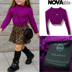 235 Fashion Nova Kids | NWT Bold Purple Ribbed Sweater (Size 4/6)